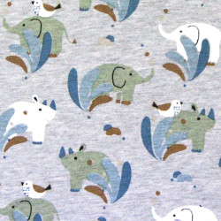 Printed Fleece SUNDARA Heather Gray / Blue-Green Tones